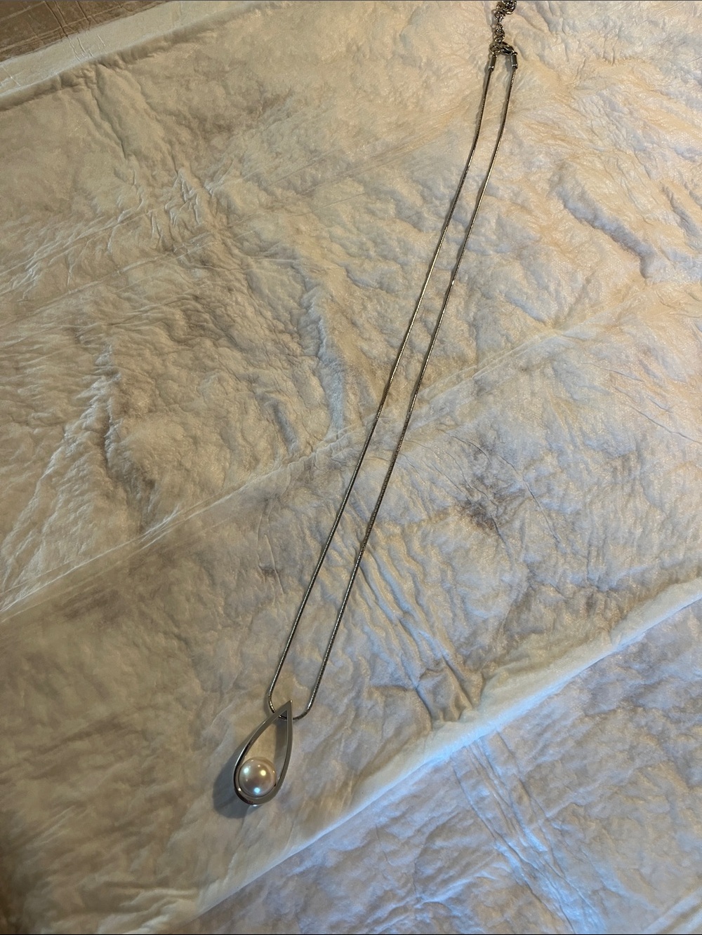 Brighton Silver Teardrop Pearl Necklace - White